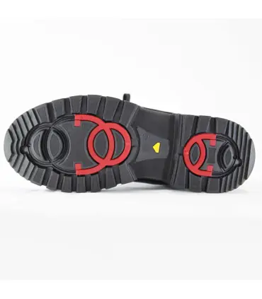 Chaussures d'hiver pour hommes en cuir hydrofuge noir avec crampons OC