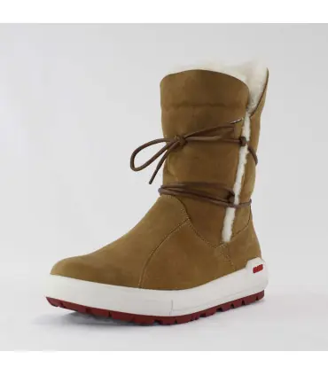 Women's mid-calf winter boots in cognac nubuck leather with wool lining