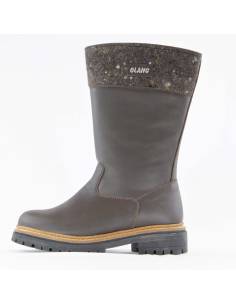 Bottes chaudes d'hiver en cuir pleine fleur marron foncé pour femme 2