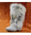 Women's high winter boots in cow and rabbit hair