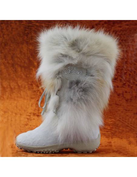 Bottes hautes d'hiver pour femmes en poils de vache et poils de lapin