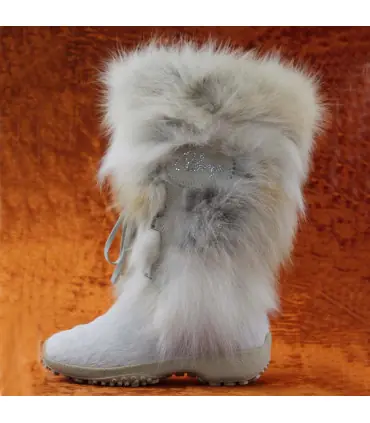 Women's high winter boots in cow and rabbit hair