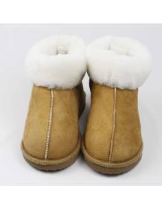 Chaussons chauds suédois pour femme en peau d'agneau moka 2
