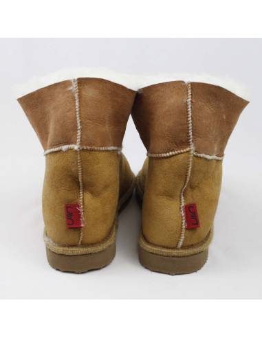 Chaussons chauds suédois pour femme en peau d'agneau moka