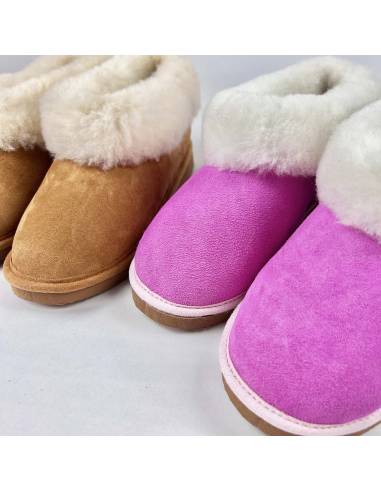 Zapatillas suecas calientes para mujer en piel de cordero
