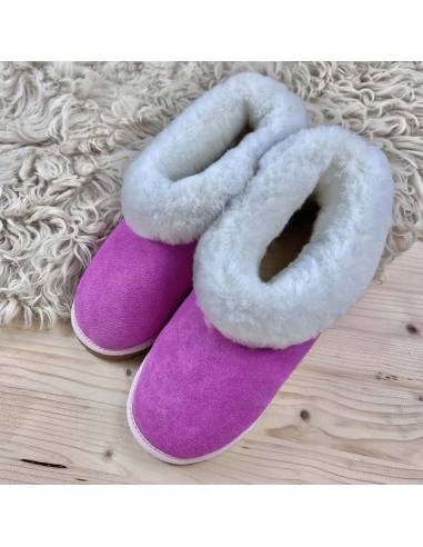 Chaussons chauds suédois pour femme en peau d'agneau