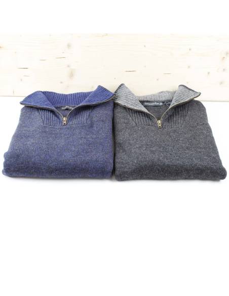 Pullover Herrenpullover aus reiner weicher Schurwolle mit Stehkragen