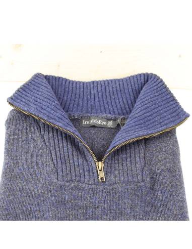 Pull Homme très chaud en pure laine vierge douce et col camioneur marine