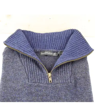 Pull Homme très chaud en pure laine vierge douce et col camioneur marine