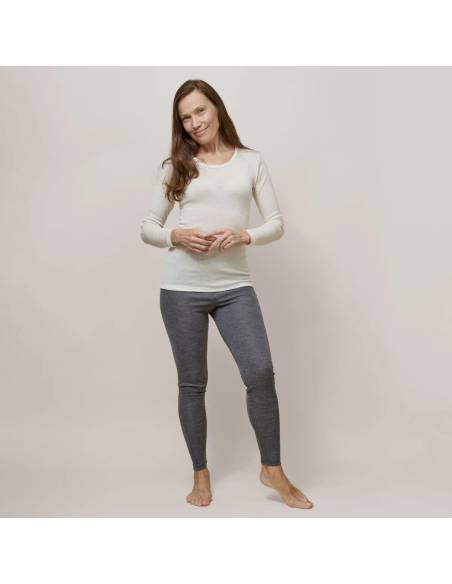 Women's soft long sleeve jersey in merino wool and silk 