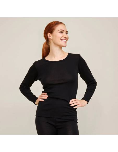 Women's soft long sleeve jersey in merino wool and silk 