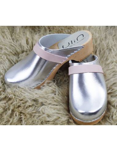 Schwedische Clogs für Frauen Metallic-Leder Band Nubuk oder Leder