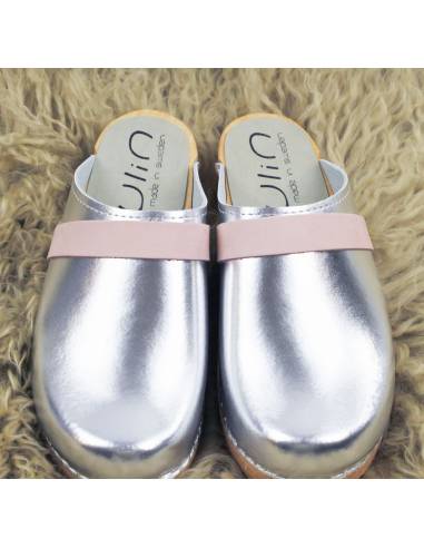 Schwedische Clogs für Frauen Metallic-Leder Band Nubuk oder Leder
