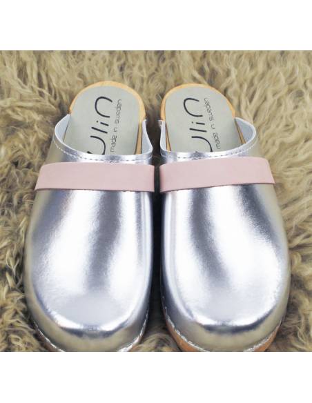 Schwedische Clogs für Frauen Metallic-Leder Band Nubuk oder Leder