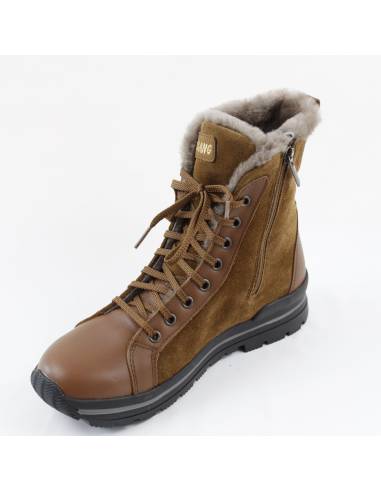 Bottines pour femme chaudes en cuir hydro-suède rouge et fourré moutone 38