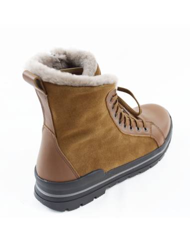 Botas de abrigo para mujer en piel de ante al agua roja con forro de lana auténtica