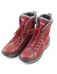Botas de abrigo para mujer en piel de ante al agua roja con forro de lana auténtica 2