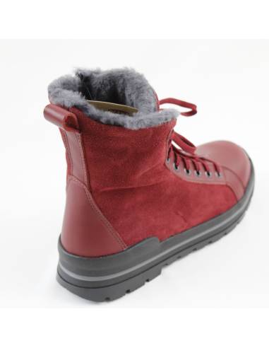 Bottines pour femme chaudes en cuir hydro-suède rouge et fourré moutone 38