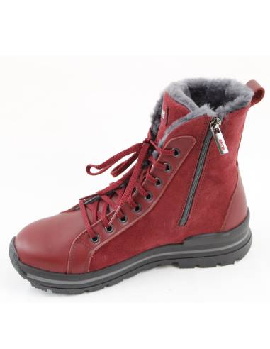 Bottines pour femme chaudes en cuir hydro-suède rouge et fourré moutone 38