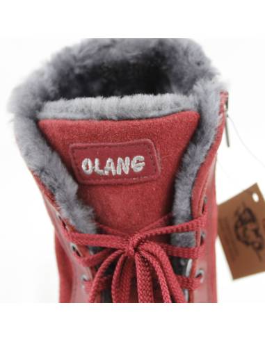 Botas de abrigo para mujer en piel de ante al agua roja con forro de lana auténtica