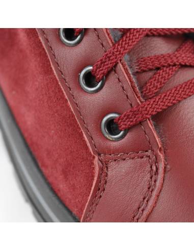 Bottines pour femme chaudes en cuir hydro-suède rouge et fourré moutone 38