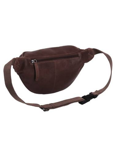 sac Banane en cuir véritable chocolat