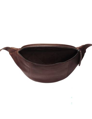 sac Banane en cuir véritable chocolat