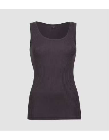 Débardeur femme pure laine mérinos bio à cotes aubergine