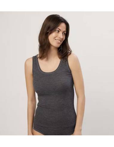 Débardeur Thermique Femme En Laine Et Coton Avec Dentelle - Épaules Larges, Manches Demi-longues - Tailles 3 à 8 - Fabriqué En Italie - Pour Hiver, Sous-vêtement Chaud