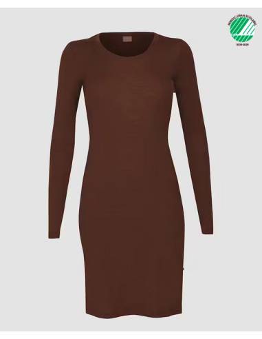 Chemise de nuit chaude manches longues pure laine mérinos rouge corten