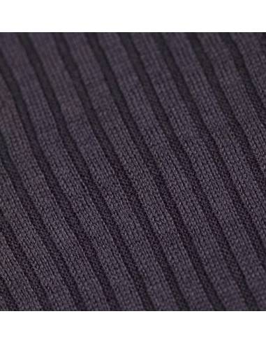 Maillot femme col rond pure laine mérinos côtelé aubergine