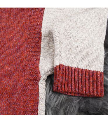 Gilet femme chaud nordique en laine et cachemire bicolore