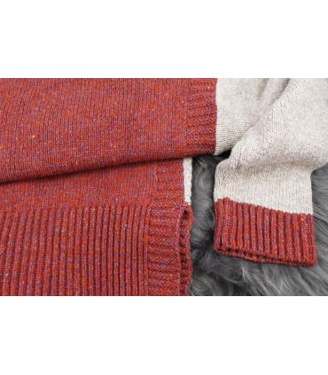 Gilet femme chaud nordique en laine et cachemire bicolore