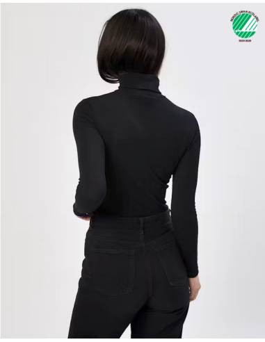 women's rib collar shirt long sleeves in pure grey merino wool