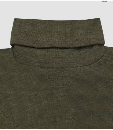 camisa de punto de cuello de mujer en lana merino gris puro