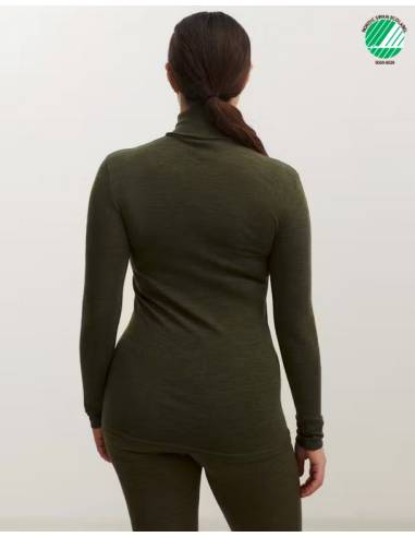 camisa de punto de cuello de mujer en lana merino gris puro