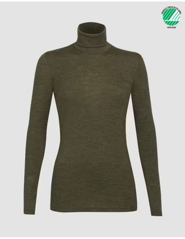 women's rib collar shirt long sleeves in pure grey merino wool