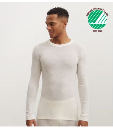 Maillot homme en pure laine mérinos manches longues ecru