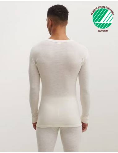Maillot homme en pure laine mérinos manches longues ecru