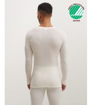Maillot homme en pure laine mérinos manches longues ecru