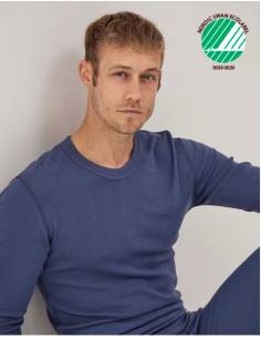 Herren Unterhemd Langarm Shirt reiner Merinowolle blau, grau, natur