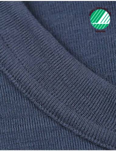 Maillot homme chaud col rond manches longues pure laine mérinos écru, gris ou bleu