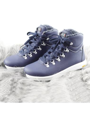 Women's warm sneakers in MARINE OR WHITE leather 38