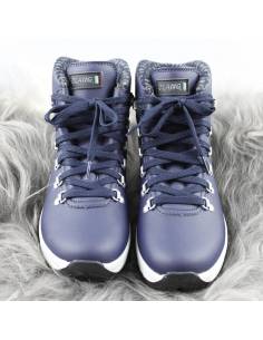 Cálidas zapatillas de mujer en cuero blanco o azul 