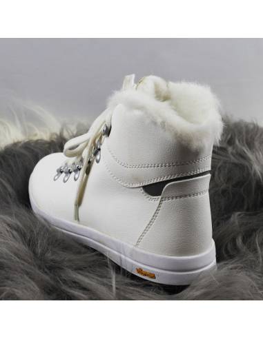 Cálidas zapatillas de mujer en cuero blanco o azul