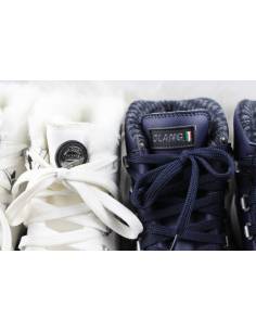 Cálidas zapatillas de mujer en cuero blanco o azul  2