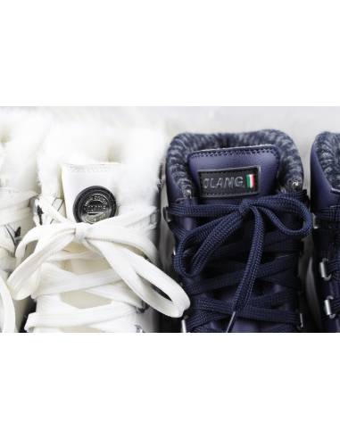 Cálidas zapatillas de mujer en cuero blanco o azul