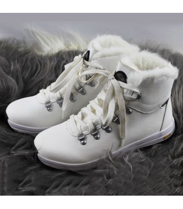Warme Damen-Sneakers aus Leder MARINE ODER WEISS 38