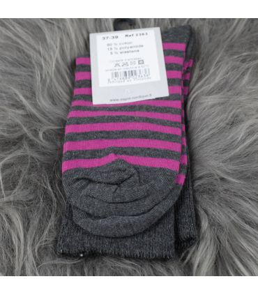 Woman untightened cotton striped socks
