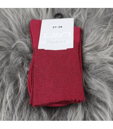 Chaussettes non comprimantes coton femme et homme bordeaux